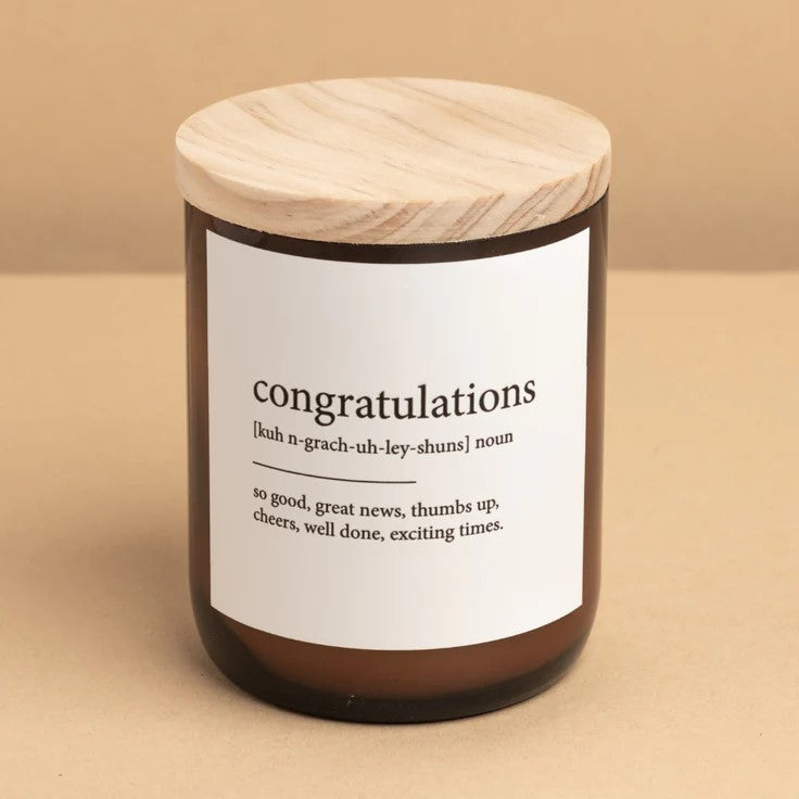 'Congratulations' | Dictionary Candle by The Commonfolk Collective. Australian Art Prints and Homewares. Green Door Decor. www.greendoordecor.com.au