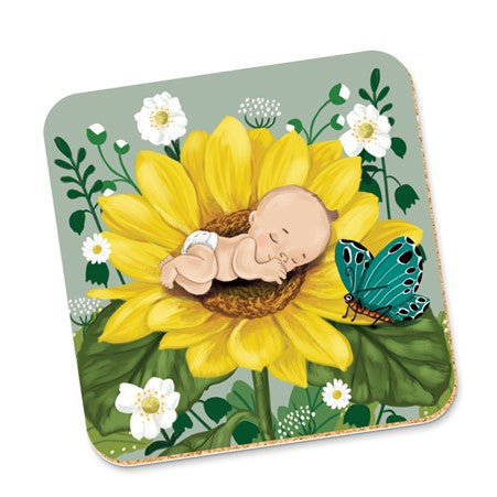 Baby Flower | Corky Coaster by La La Land. Australian Art Prints and Homewares. Green Door Decor. www.greendoordecor.com.au