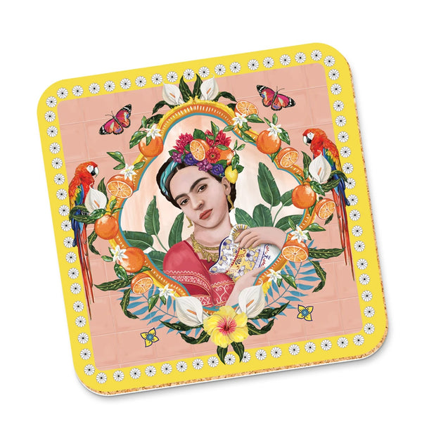 Corky Coaster | Mexican Folklore Oranges by La La Land. Australian Art Prints and Homewares. Green Door Decor. www.greendoordecor.com.au