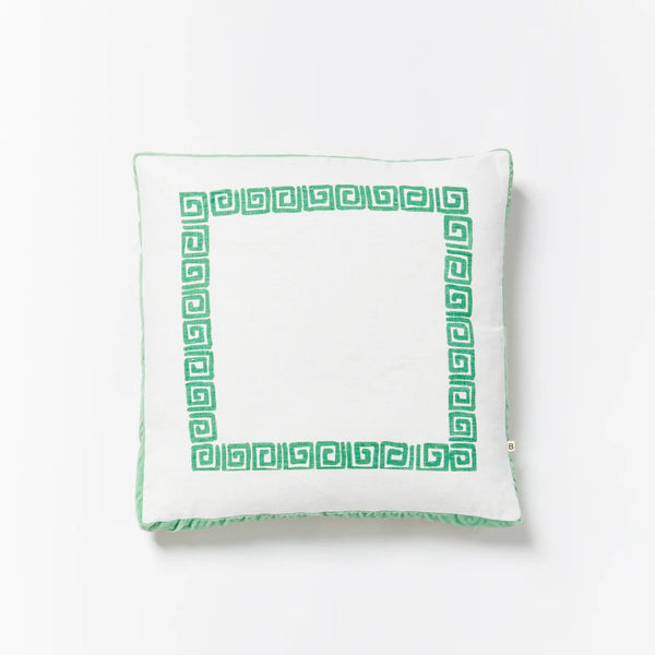 Mini Grecian Green Cushion | 50x50cm by Bonnie and Neil. Australian Art Prints and Homewares. Green Door Decor. www.greendoordecor.com.au