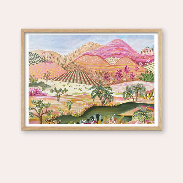 Desert Oasis Print - framed - by Daniela Fowler Art. Australian Art Prints and Homewares. Green Door Decor. www.greendoordecor.com.au