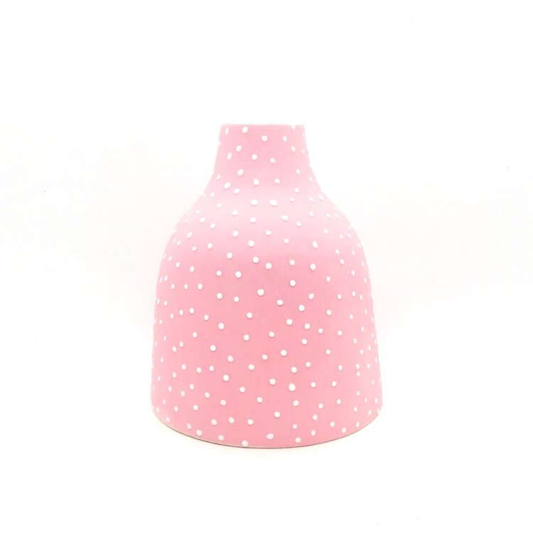 Dotty Pink Bud Vase Large by Tania Vrancic. Australian Art Prints and Homewares. Green Door Decor. www.greendoordecor.com.au