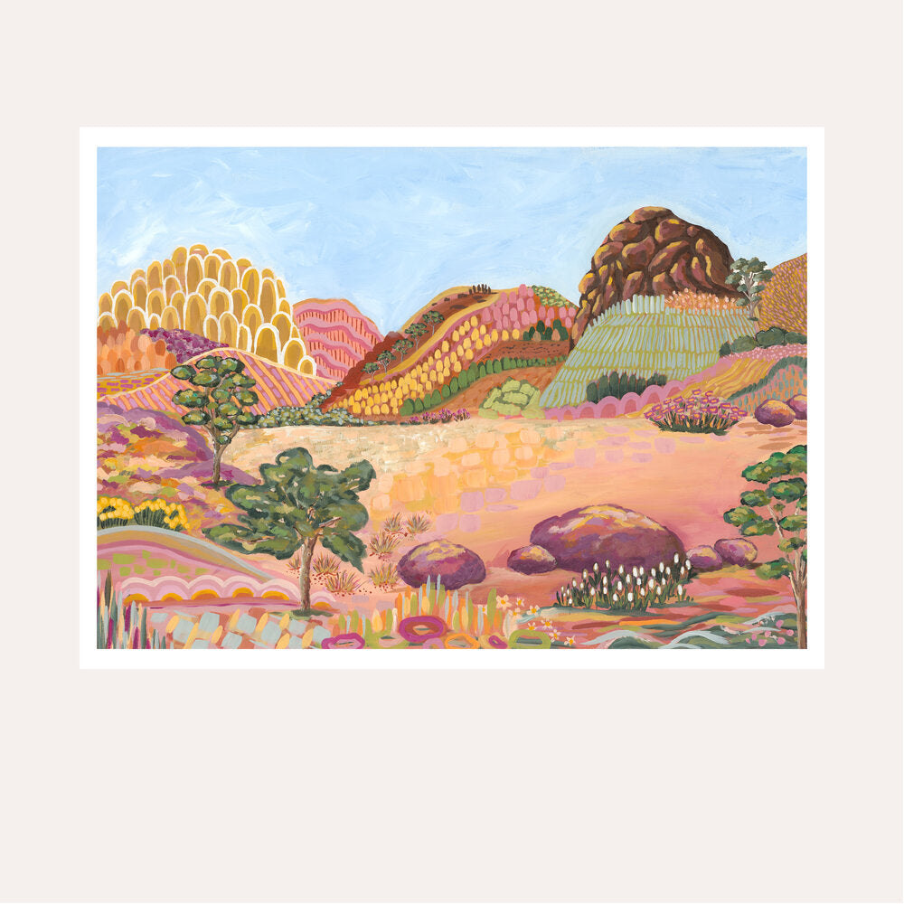 Outback Ranges Fine Art Print - unframed - by Daniela Fowler Art. Australian Art Prints. Green Door Decor. www.greendoordecor.com.au