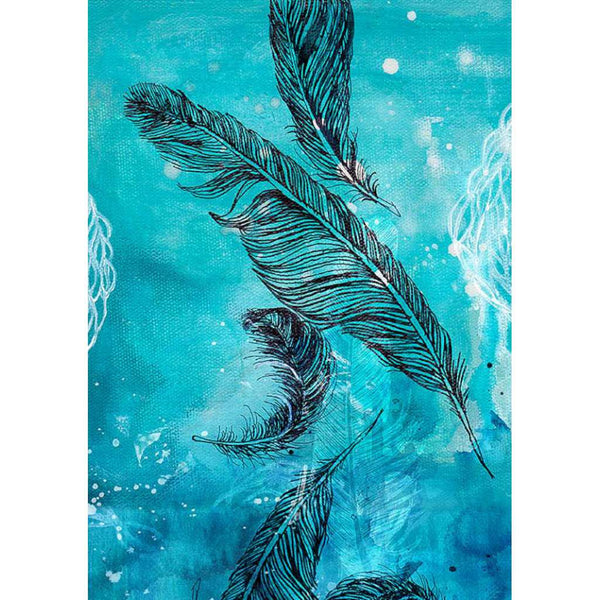 Falling Feathers - unframed - by Paula Mills Art. Australian Art Prints. Green Door Decor. www.greendoordecor.com.au