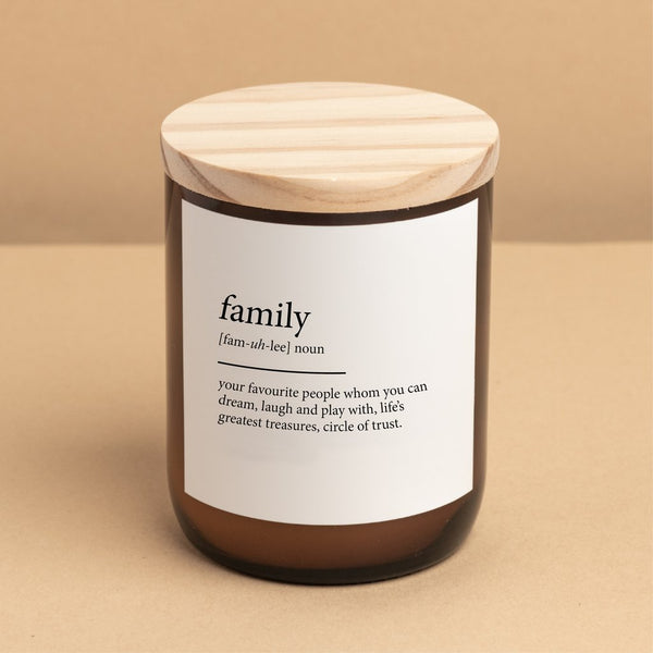 'Family' | Dictionary Candle by The Commonfolk Collective. Australian Art Prints and Homewares. Green Door Decor. www.greendoordecor.com.au