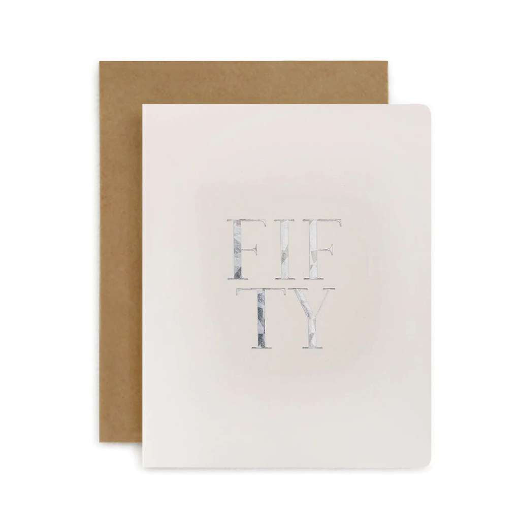'Fifty' Card by Bespoke Letterpress. Australian Art Prints and Homewares. Green Door Decor. www.greendoordecor.com.au