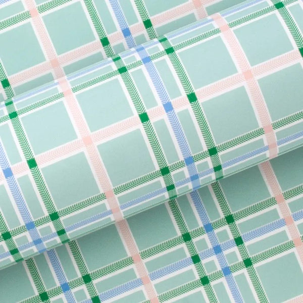 Gift Wrap | Oxford Check Seafoam by Green Door Decor. Australian Art Prints and Homewares. Green Door Decor. www.greendoordecor.com.au