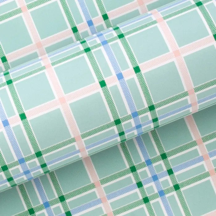 Gift Wrap | Oxford Check Seafoam by Green Door Decor. Australian Art Prints and Homewares. Green Door Decor. www.greendoordecor.com.au