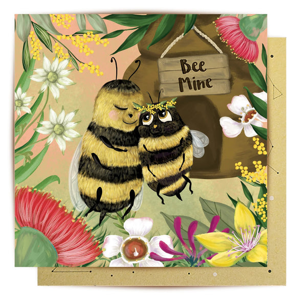 Greeting Card | Bee Mine by La La Land. Australian Art Prints and Homewares. Green Door Decor. www.greendoordecor.com.au