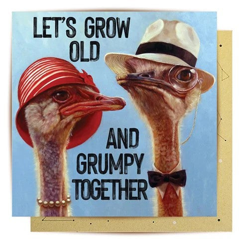 Greeting Card | Ostrich Couple by La La Land. Australian Art Prints and Homewares. Green Door Decor. www.greendoordecor.com.au