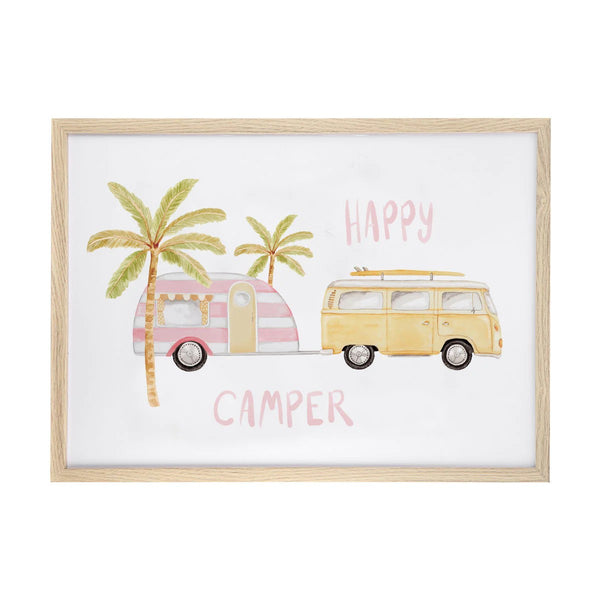 Happy Camper - Pink print by Sailah Lane. Australian Art Prints and Homewares. Green Door Decor. www.greendoordecor.com.au