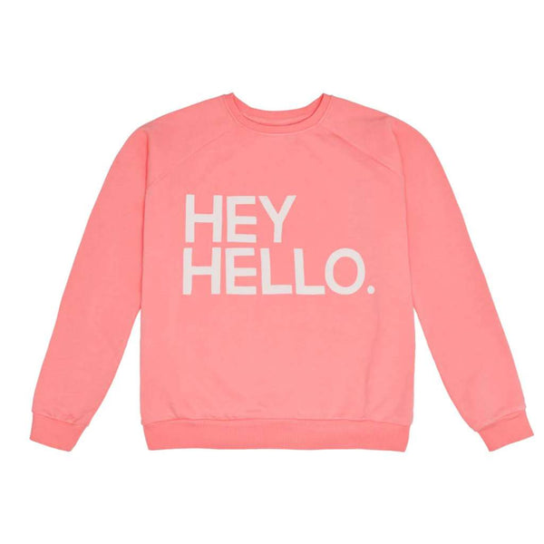 'Hey Hello' Sweater | Pink by Castle and Things. Australian Art Prints and Homewares. Green Door Decor. www.greendoordecor.com.au
