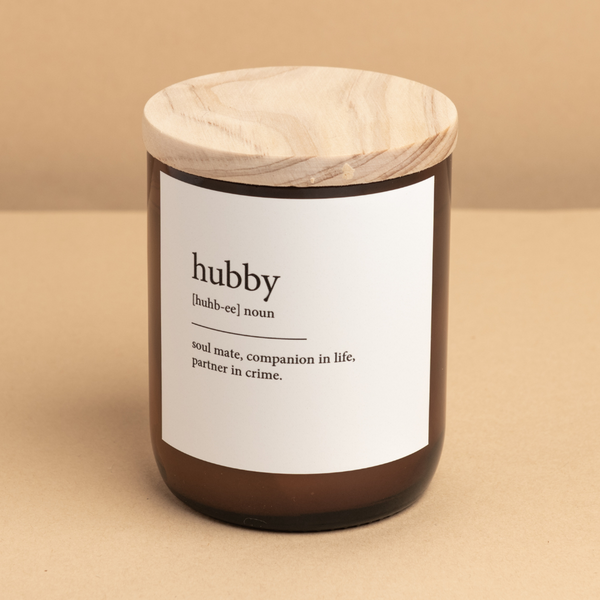 'Hubby' | Dictionary Candle by The Commonfolk Collective. Australian Art Prints and Homewares. Green Door Decor. www.greendoordecor.com.au