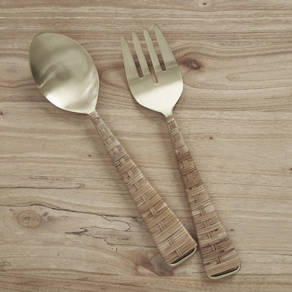 Iris Rattan Salad Servers by Inartisan. Australian Art Prints and Homewares. Green Door Decor. www.greendoordecor.com.au