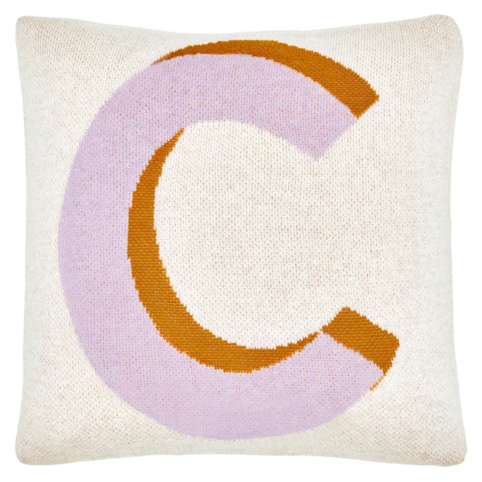Letter C Mini Knit Cushion by Castle and Things. Australian Art Prints and Homewares. Green Door Decor. www.greendoordecor.com.au