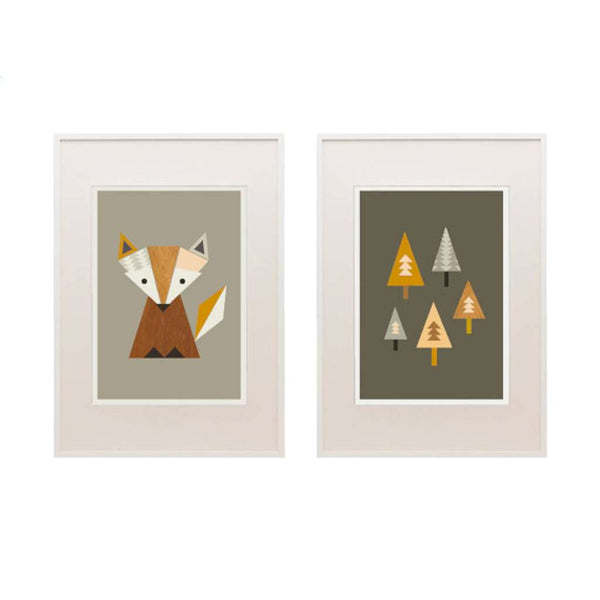 Little Fox & Trees Set - Brown