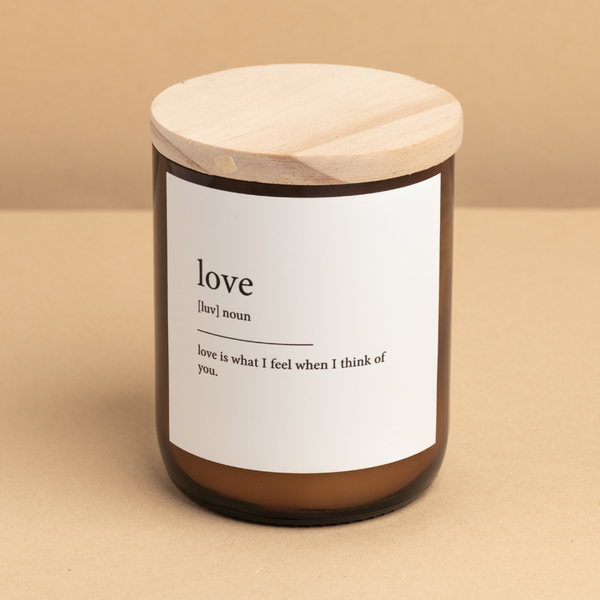 'Love' | Dictionary Candle by The Commonfolk Collective. Australian Art Prints and Homewares. Green Door Decor. www.greendoordecor.com.au