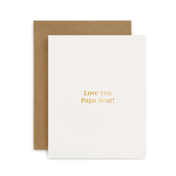 'Love You Papa Bear' Card by Bespoke Letterpress. Australian Art Prints and Homewares. Green Door Decor. www.greendoordecor.com.au