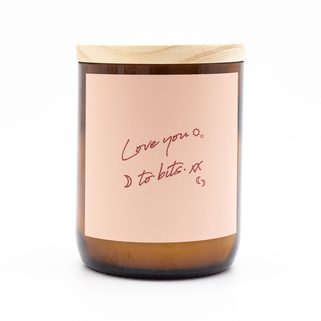 'Love you to Bits'| Happy Days Candle by The Commonfolk Collective. Australian Art Prints and Homewares. Green Door Decor. www.greendoordecor.com.au
