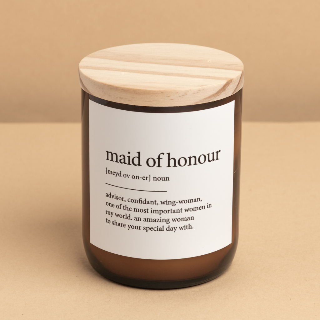 'Maid of Honour' | Dictionary Candle by The Commonfolk Collective. Australian Art Prints and Homewares. Green Door Decor. www.greendoordecor.com.au