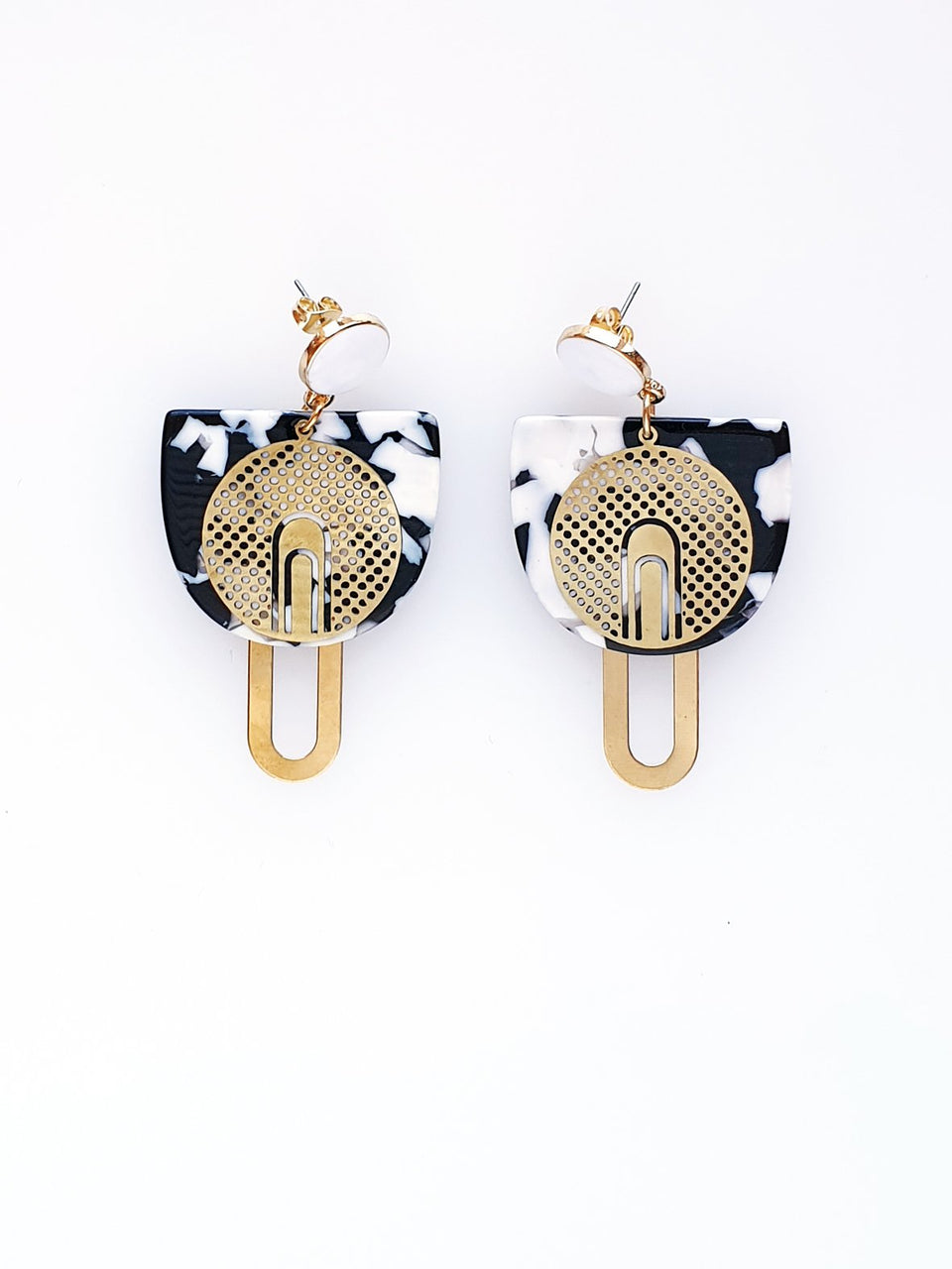 Majesty Earrings Black/White by Middle Child Jewellery. Australian Art Prints and Homewares. Green Door Decor. www.greendoordecor.com.au