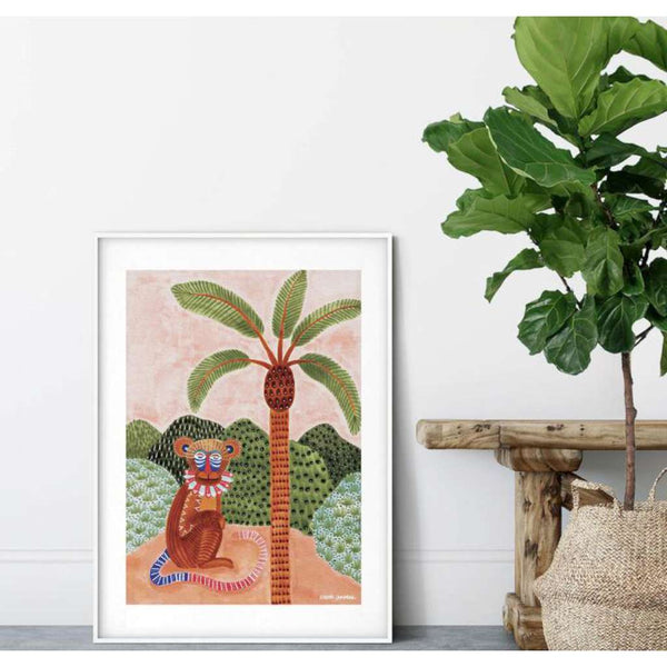 Mekhi the Monkey Fine Art Print - framed - by Karina Jambrak. Australian Art Prints. Green Door Decor. www.greendoordecor.com.au