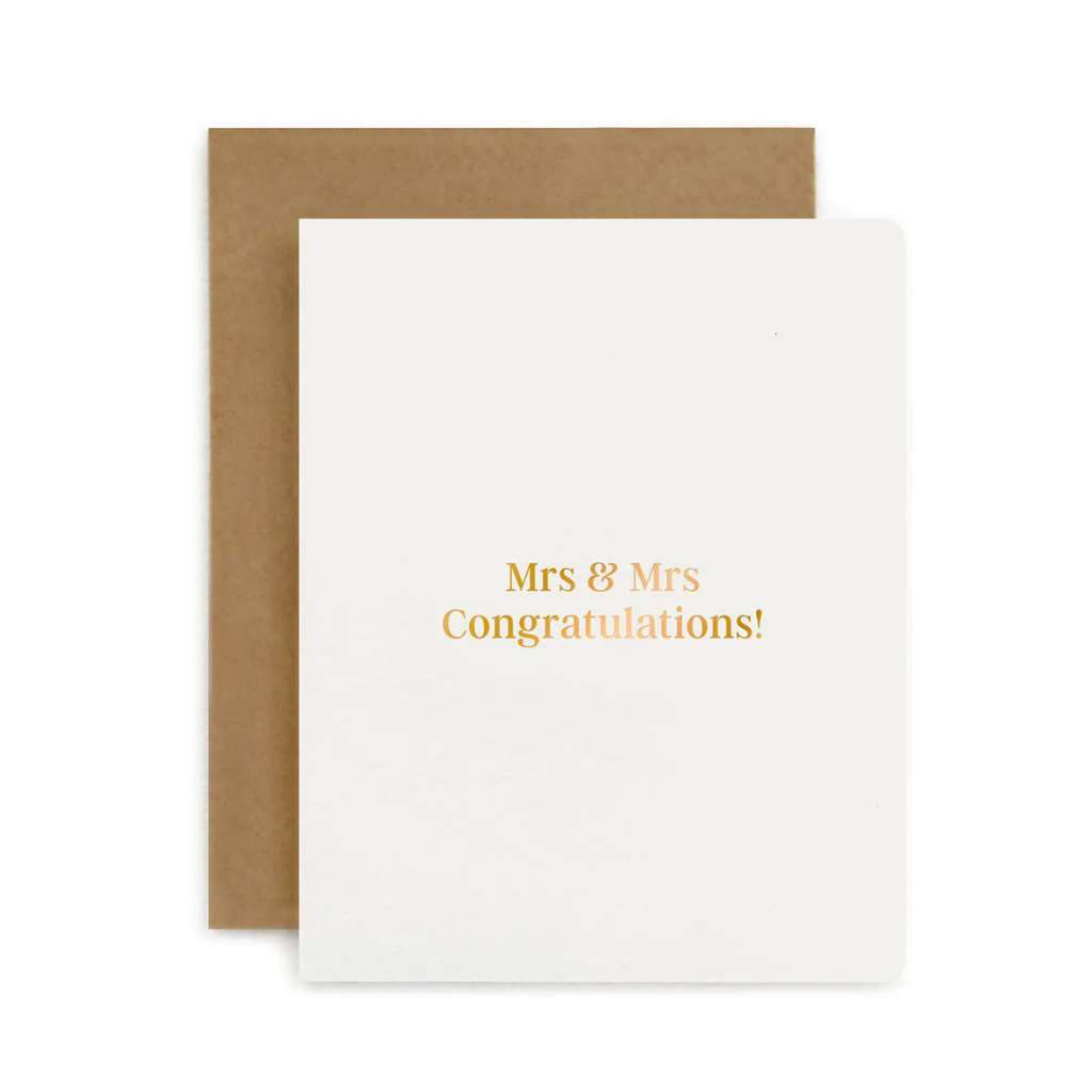 'Mrs & Mrs Congratulations' Card by Bespoke Letterpress. Australian Art Prints and Homewares. Green Door Decor. www.greendoordecor.com.au