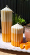 Ombre Chunky Ribbed Pillar Candle | Peach Sorbet | Various Sizes by Pound and Penny. Australian Art Prints and Homewares. Green Door Decor. www.greendoordecor.com.au
