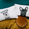 Chloe the Schnauzer & Gilbert French Bulldog Pillow Case by For Me By Dee. Australian Art Prints. Green Door Decor.  www.greendoordecor.com.au