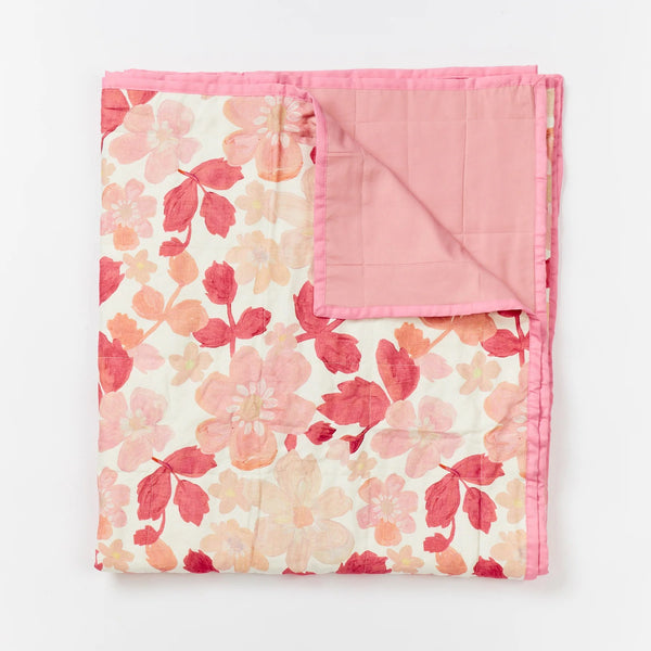 Quilted Throw | Mini Pastel Floral Pink by Bonnie and Neil. Australian Art Prints and Homewares. Green Door Decor. www.greendoordecor.com.au
