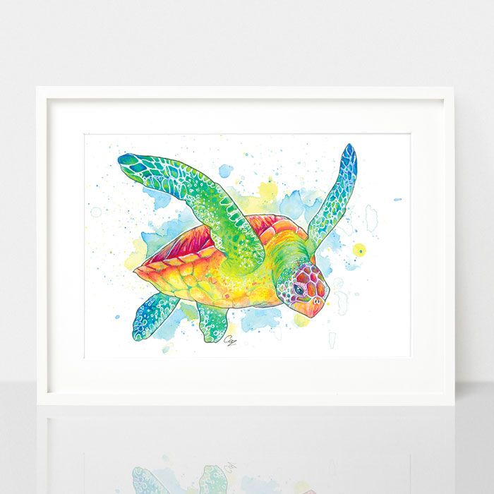 Sea Turtle print, by Earthdrawn Studio. Australian Art Prints. Green Door Decor.  www.greendoordecor.com.au