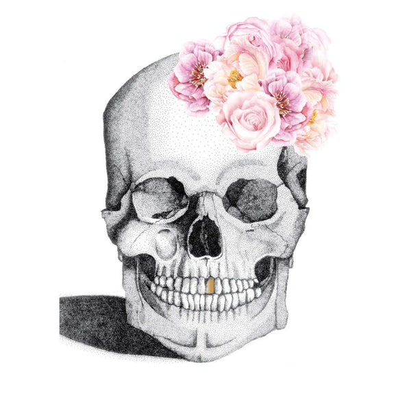 Luxe Skull with Flower Crown & Gold Foil Leaf Tooth (Limited Edition)