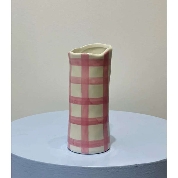 Small Vase | Pink Gingham by Noss Ceramics. Australian Art Prints and Homewares. Green Door Decor. www.greendoordecor.com.au