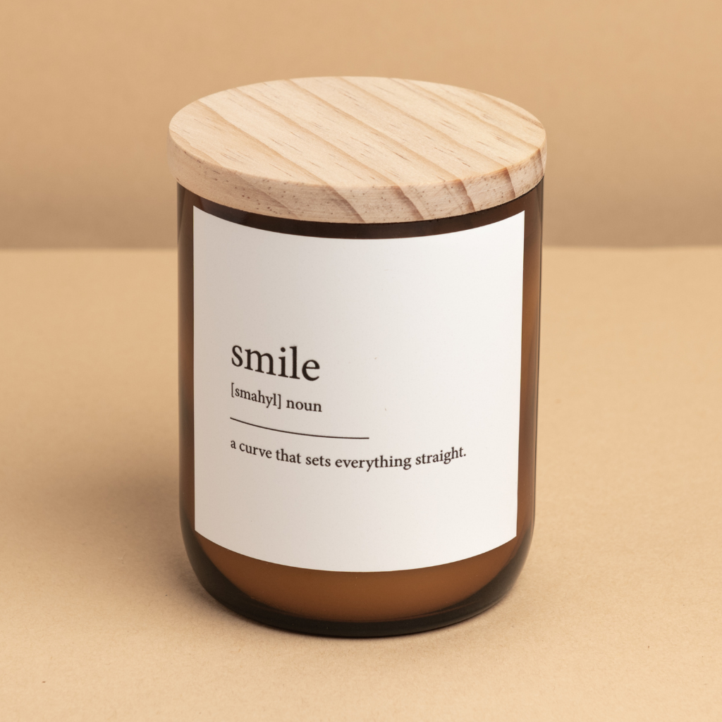'Smile' | Dictionary Candle by The Commonfolk Collective. Australian Art Prints and Homewares. Green Door Decor. www.greendoordecor.com.au