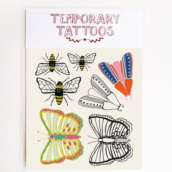 Butterflies and Bees Temporary Tattoos by Missy Minzy. Australian Art Prints and Homewares. Green Door Decor. www.greendoordecor.com.au