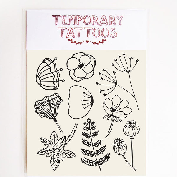 Mono Flowers Temporary Tattoos by Missy Minzy. Australian Art Prints and Homewares. Green Door Decor. www.greendoordecor.com.au