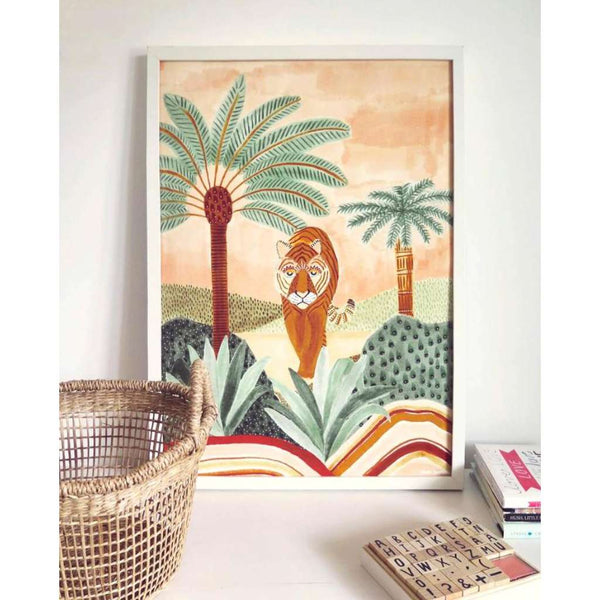 Tava the Tiger Fine Art Print - framed - by Karina Jambrak. Australian Art Prints. Green Door Decor. www.greendoordecor.com.au