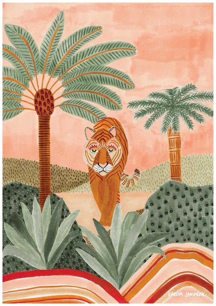 Tava the Tiger Fine Art Print - unframed - by Karina Jambrak. Australian Art Prints. Green Door Decor. www.greendoordecor.com.au