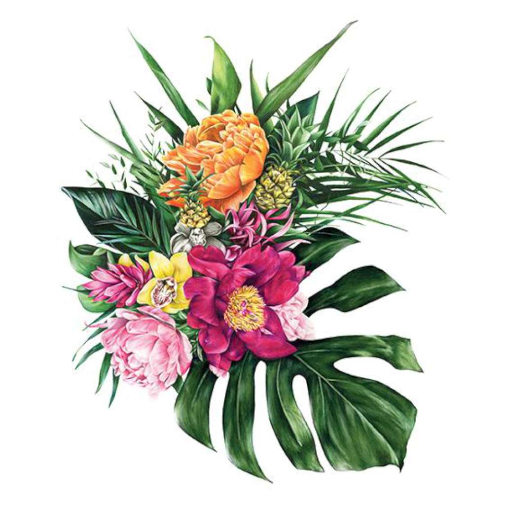 'Tropical Florals' Print by McMurtrie Illustrations. Australian Art Prints. Green Door Decor. www.greendoordecor.com.au