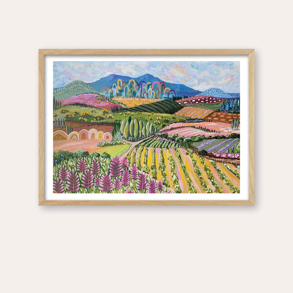 Tuscan Ranges 1 Print - framed - by Daniela Fowler Art. Australian Art Prints. Green Door Decor. www.greendoordecor.com.au