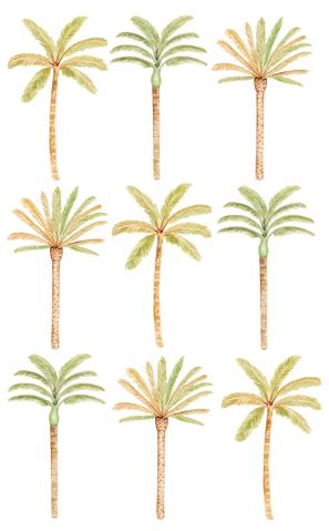 Wall Stickers - Happy Palms - Green Mixed (9 palm trees), by Sailah Lane. Australian Art Prints. Green Door Decor. www.greendoordecor.com.au