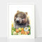 Wombat and Paper Daisies by Earthdrawn Studio. Australian Art Prints and Homewares. Green Door Decor. www.greendoordecor.com.au
