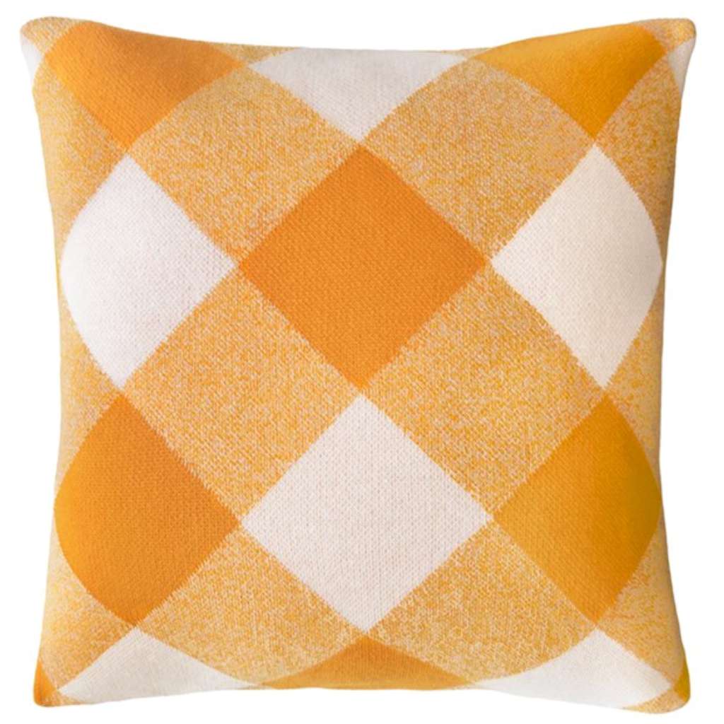 Orange Tartan Knit Cushion by Castle and Things. Australian Art Prints and Homewares. Green Door Decor. www.greendoordecor.com.au