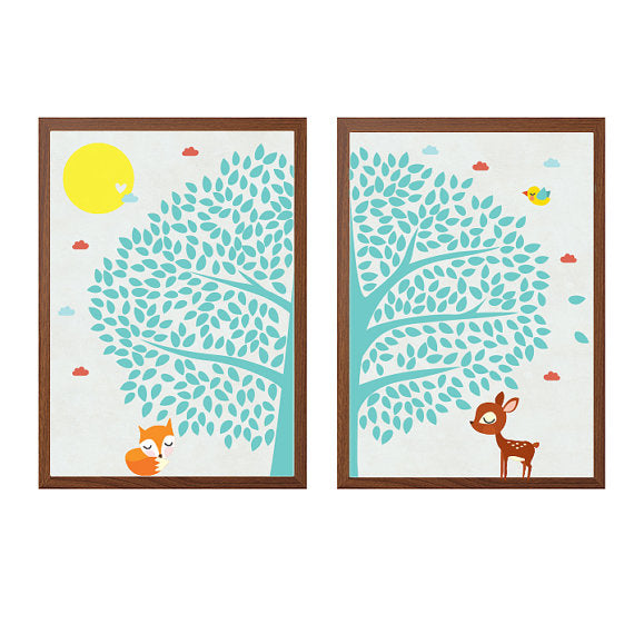 The Deer, the Fox, the Bird & Tree