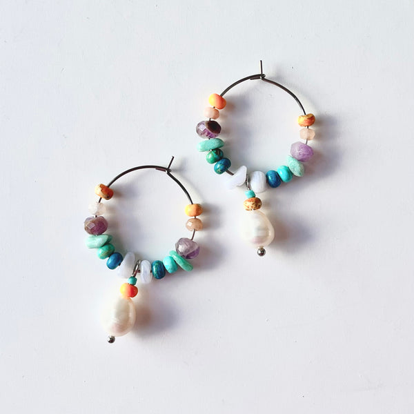 Rainbow Beaded Hoop Earrings by Kingston Jewellery. Australian Art Prints and Homewares. Green Door Decor. www.greendoordecor.com.au