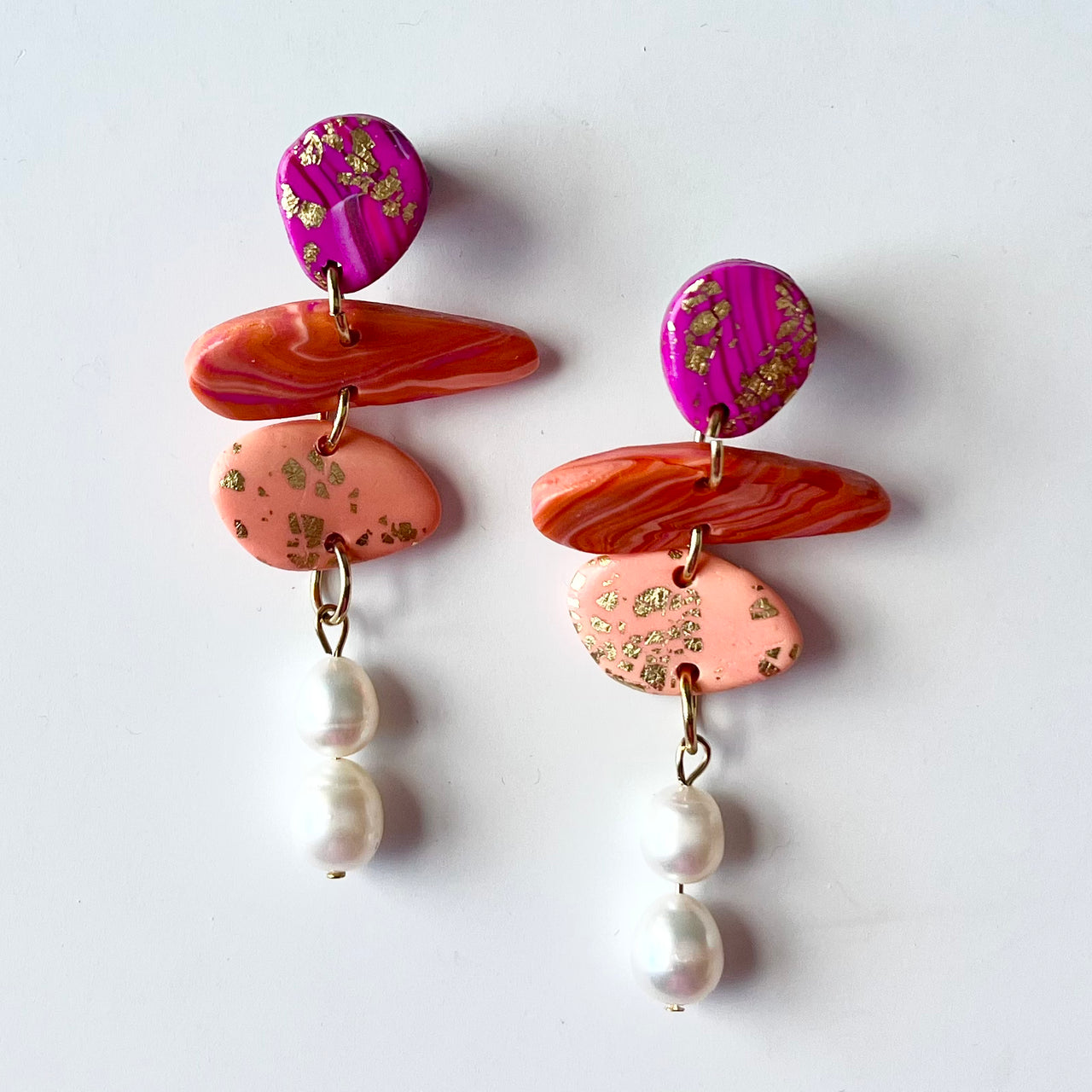 Coral Pebble Pearls Earrings by Kingston Jewellery. Australian Art Prints and Homewares. Green Door Decor. www.greendoordecor.com.au