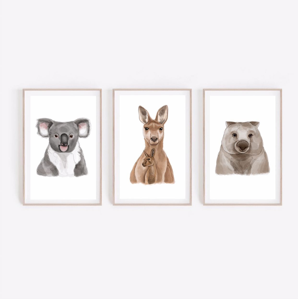 Australian Animals Nursery  Collection - Set of 3 prints' art print by Cassie Zaccardo Art. Australian Art Prints and Homewares. Green Door Decor. www.greendoordecor.com.au