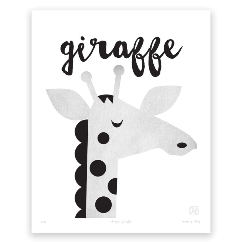 Sleepy Giraffe, by Printspace. Australian Art Prints. Green Door Decor.  www.greendoordecor.com.au